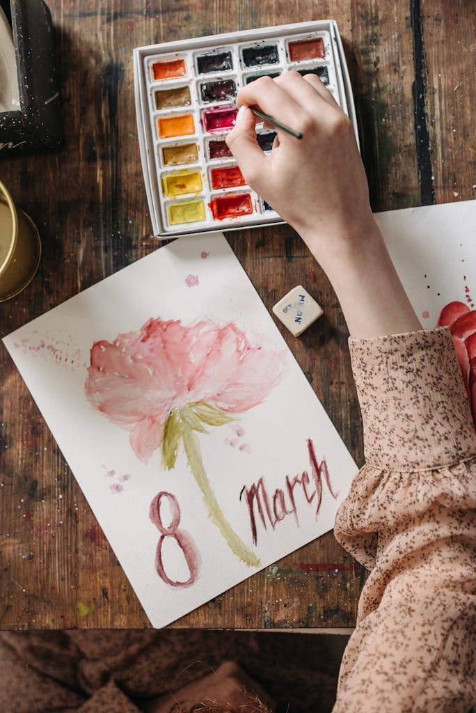 A Person Painting using Watercolor