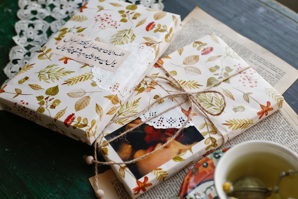 Beautifully Wrapped Gifts with Floral Paper