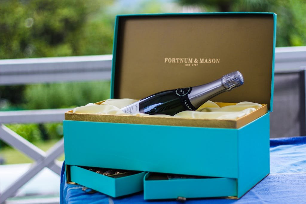 Fortnum And Mason Bottle On Blue Box