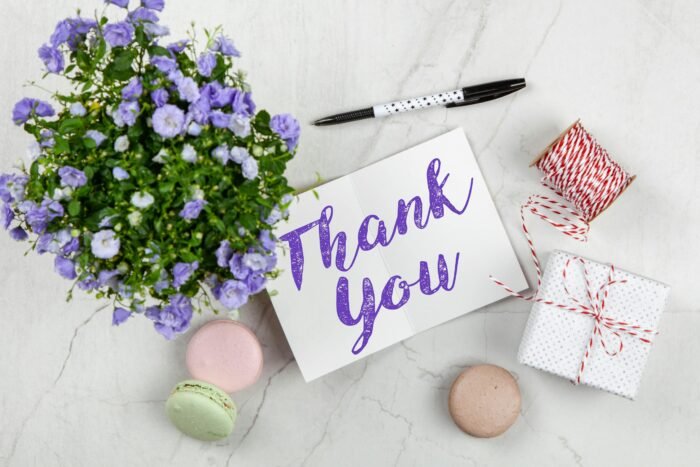 Purple Petaled Flower and Thank You Card