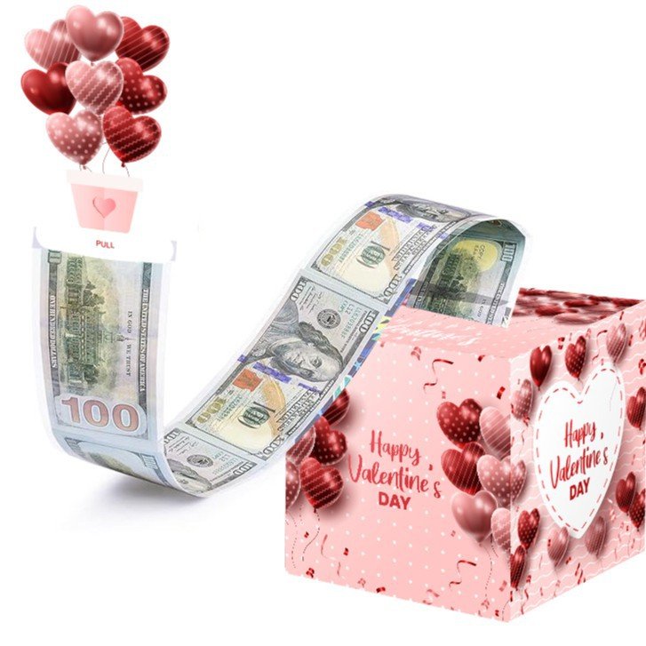 DIY Surprise Money Box Romantic love with Valentine's Day letter name sticker