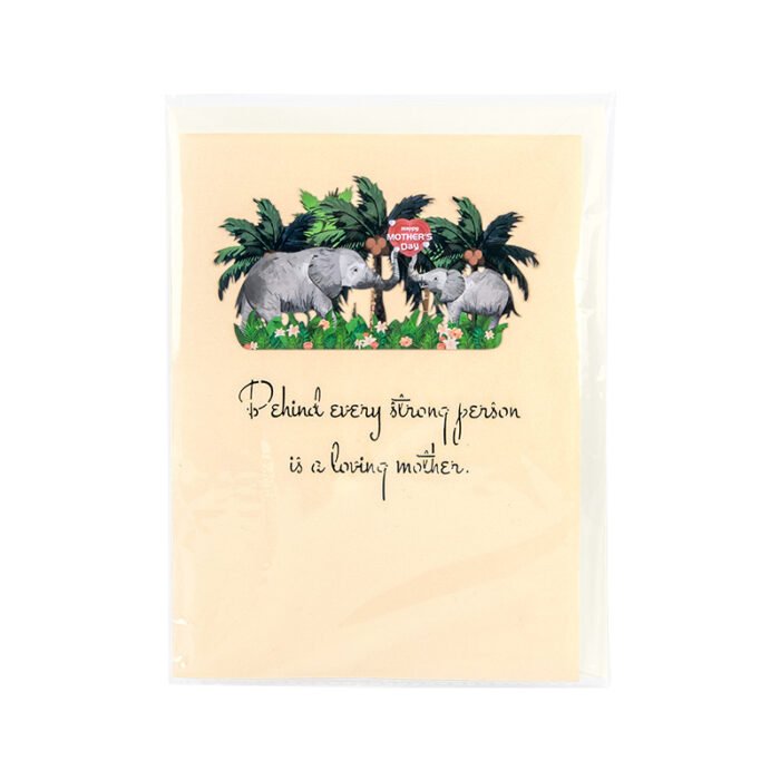 Mother's Day 3D Pop Up Greeting Card with Envelope, Baby Elephant and Mother - Image 3