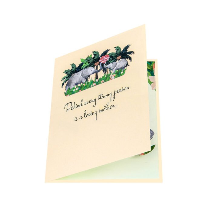 Mother's Day 3D Pop Up Greeting Card with Envelope, Baby Elephant and Mother - Image 4