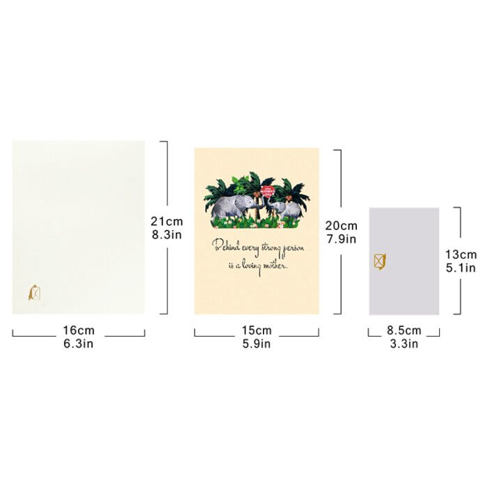 Mother's Day 3D Pop Up Greeting Card with Envelope, Baby Elephant and Mother - Image 2